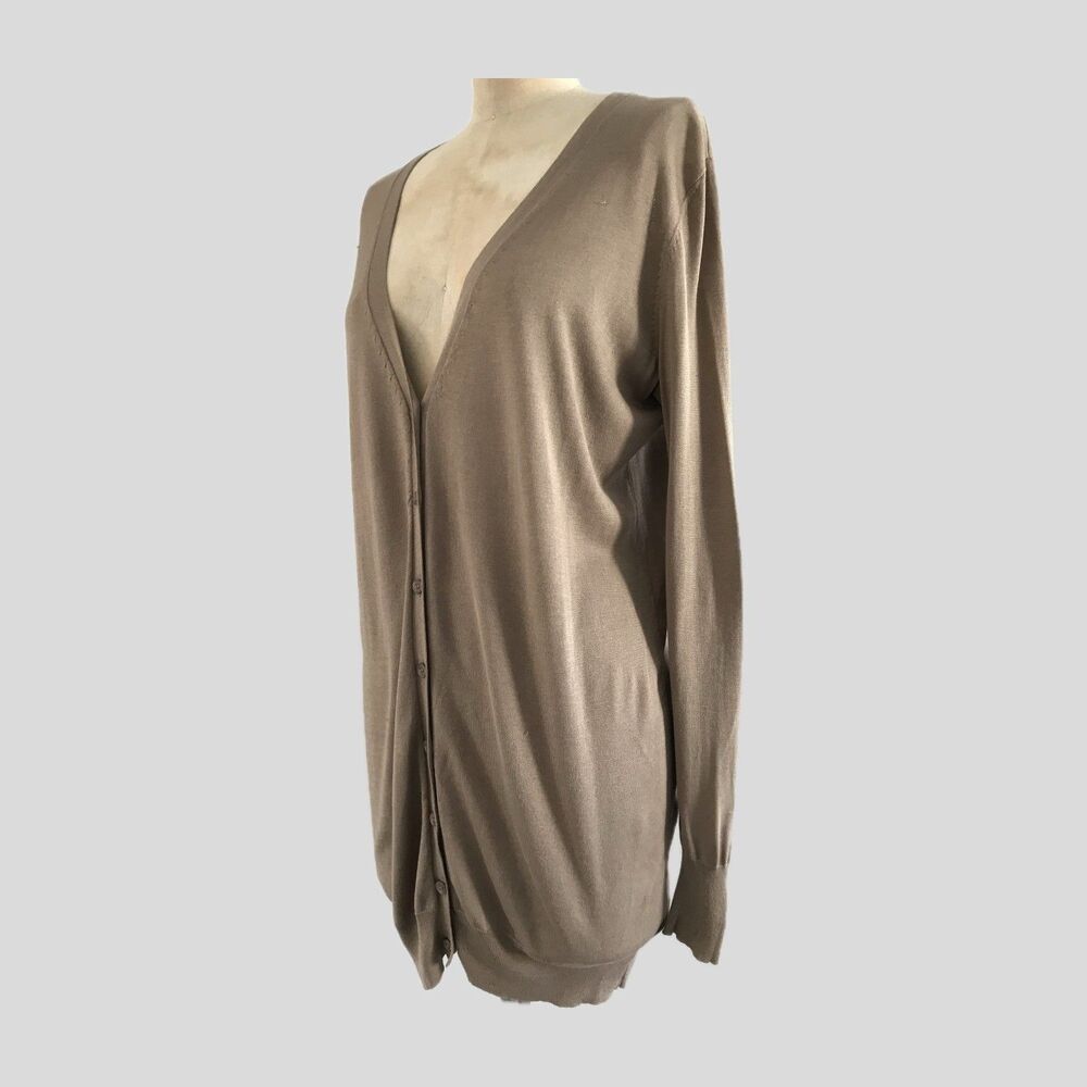Weekend Max Mara Brown Taupe Long Sleeve Cotton Neutral Cardigan Womens M